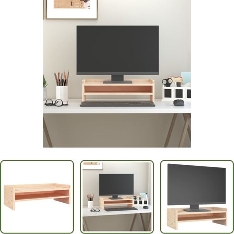 vidaXL Bois de pin massif - Support pour moniteur 50x24x16 cm Bois de pin solide (1/5)