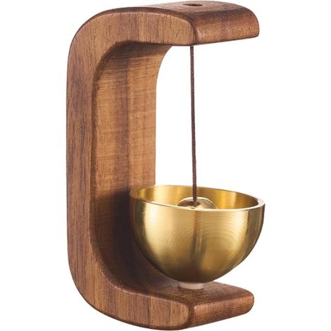 Magnetische Türklingel für Ladenbesitzer Vintage Türklingel aus Holz mit Windspiel, Messingglocke, dekorativem Element und kabelloser Klebeklinge (1/5)
