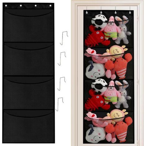 Rangement Suspendu,Range Peluche Enfant,Filet Peluche à Suspendre Avec 4 Poches,Organisateur De Rangement Suspendu Rangements Porte (1/5)