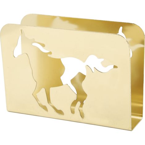 Porte-serviettes en métal ajouré design cheval, distributeur de papier toilette robuste pour salle de bain, or antique (1/5)