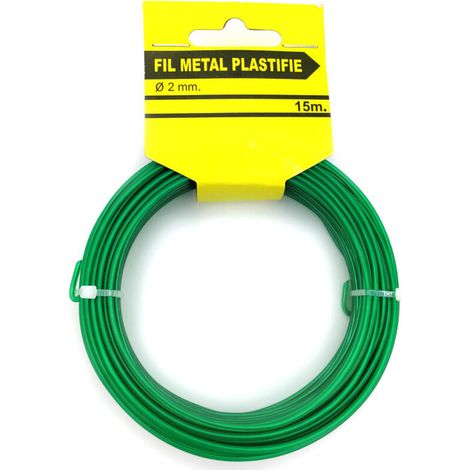 Câble de ligature recouvert de PVC, 15 mètres de long, vert tendre, adapté au jardinage domestique et à la fixation et la protection des plantes. (1/4)
