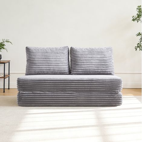 Sofá cama gris claro en tela con respaldo desmontable y uso multifuncional (1/5)