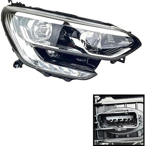 Phare droit Renault Megane 4 cadre chromé, LED 260106827R, 2016+