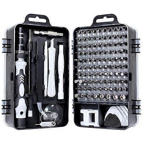 Ensemble d'outils de démontage et d'entretien de téléphones portables et d'ordinateurs avec tournevis de précision 115 en 1 (noir) (1/5)