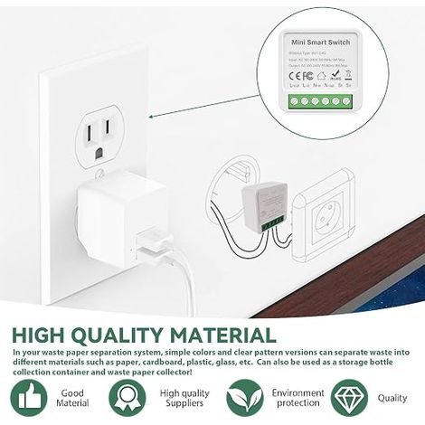 Module intelligent - Mini interrupteur Wi-Fi 2 voies - Interrupteur Smart Life - Conducteur neutre nécessaire (1/3)