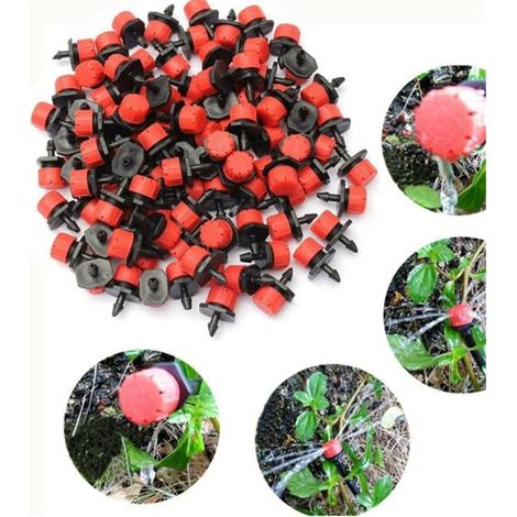 Lot de 100 - 8 Trous Capot Réglable Jardinage Goutte Goutteurs Arroseurs Pour Système d'Arrosage Rouge (1/5)