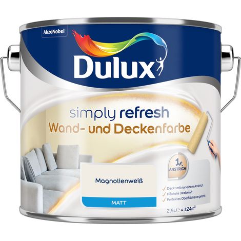 Dulux Simply Refresh Wand und Deckenfarbe - Magnolienweiß - 2,5 l - Erfrischende, langlebige Innenfarbe für ein schönes Zuhause (1/5)