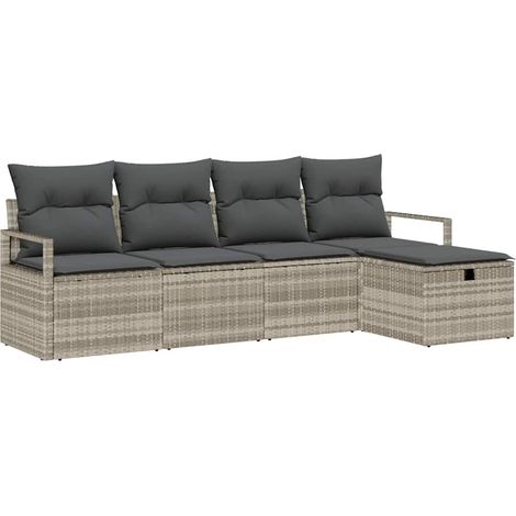 Maison Exclusive - Set di divani con cuscino Grigio chiaro polyrattan (1/5)