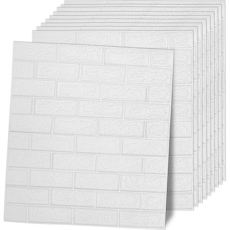 Swanew – Panneau mural 3D imperméable aspect brique – Dimensions 77x70cm – Lot de 10 autocollants mousse PE – Pose simple et nettoyage facile (1/5)