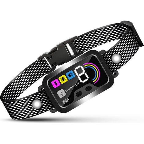 Collier de dressage électrique à écran couleur 2026 pour animaux de compagnie, collier anti-aboiements à vibrations électroniques, clôture intelligente étanche pour chiens (1/5)