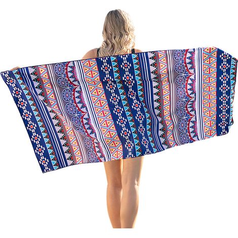 1 Serviette de plage, microfibre, séchage rapide, légère, anti-sable, voyage, camping, sport, plein air (1/5)