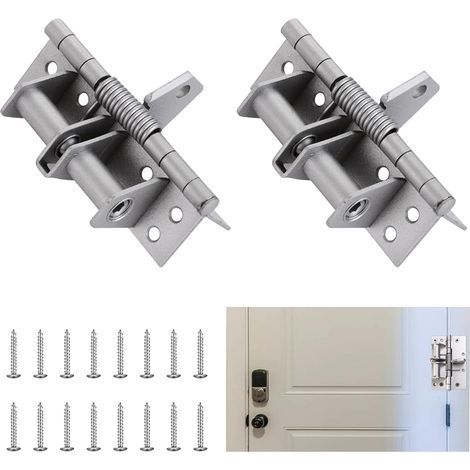 Ferme-porte réglable avec plaque de montage et vis pour portes intérieures, portes de chambre, lot de 2 fermetures automatiques, argent (1/5)