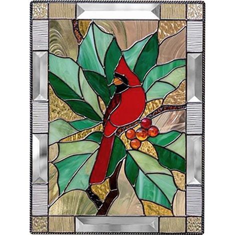Buntglasdekoration mit Kolibri-Motiv, Vögel, für Vogelliebhaber, 19,8 cm (7,8 Zoll) – Weiß