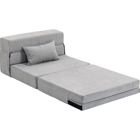Sofá de suelo convertible en cama de espuma gris claro (1/5)
