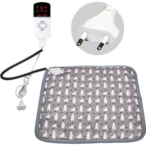 Tapis Chauffant Chien Chat 45x45cm avec Minuterie Auto Off, Coussin Chauffant Electrique pour Animaux Temperature Reglable avec Cordon Anti Morsure (1/5)