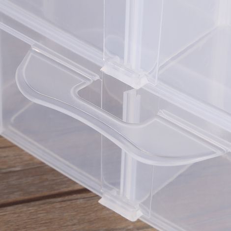 Grande boîte de rangement transparente à trois compartiments (1/5)