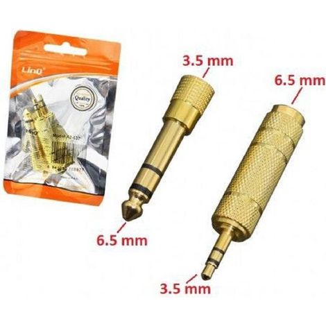 TRADE SHOP - Set 2 Adattatori Convertitori In Metallo Audio Da Jack 3,5 Mm A 6,5 Mm A2-637 -
