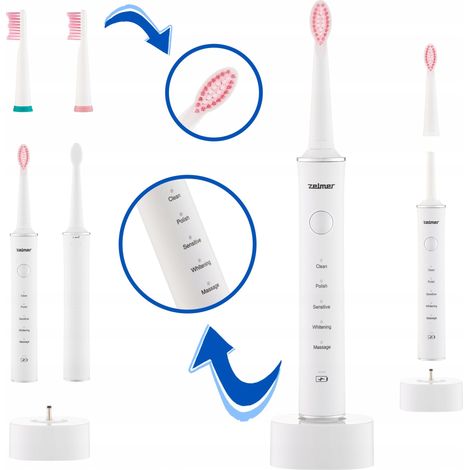Cepillo de dientes sónico ZELMER ZTB2010W blanco, 1 unidad. (1/5)