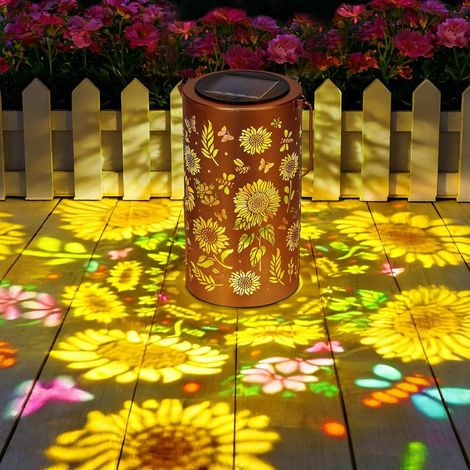 Lanterne solaire pour jardin, tournesol coloré, décorations à suspendre, lampes solaires pour extérieur, terrasse, cour, allée (1/5)