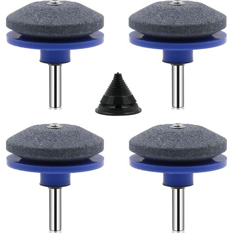 4 Pièces Affuteur Lame Tondeuse Gazon Universel Aiguiseur de Tondeuse Accessoires pour Tondeuses avec 1Pcs Kit D'équilibrage de Lame,(bleu) (1/5)