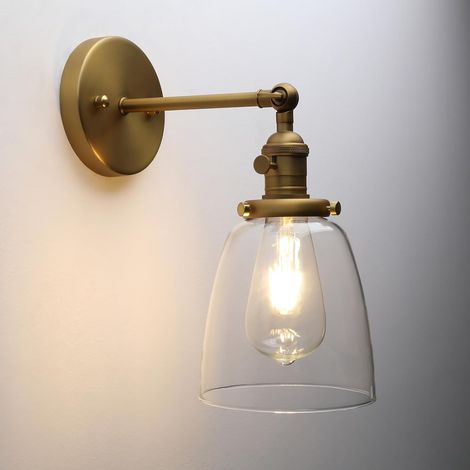 Indoor Wall Sconce, Vintage Glass Bell Shade Wall Lamp for Bathroom, Kitchen, Living Room (1/5)