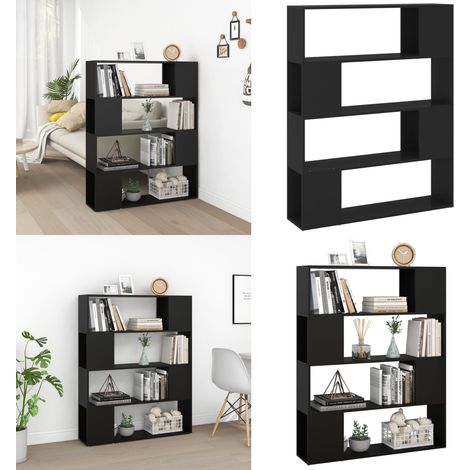 Bibliothèque/Séparateur de pièce Noir 100x24x124 cm - Bibliothèque Noire - Bibliothèque Moderne - Meuble Rangement - Séparateur De Pièce - Étagère Murale - Home & Living (1/5)