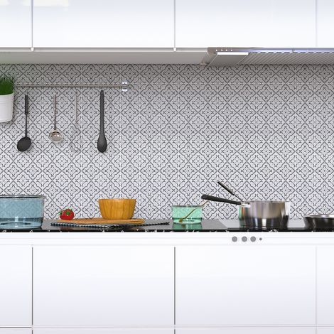 Sticker Mural Carrelage adhésif Cuisine Salle de Bain - 30 STICKERS CARREAUX DE CIMENT AZULEJOS NORTHA - 30stickers10x10cm (1/5)
