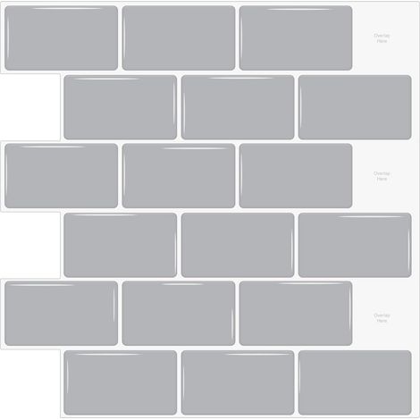 Gris Sticker Carrelage Adhesif Mural 3d Cuisine Salle de Bain (30.5x 30.5cm) (1/5)