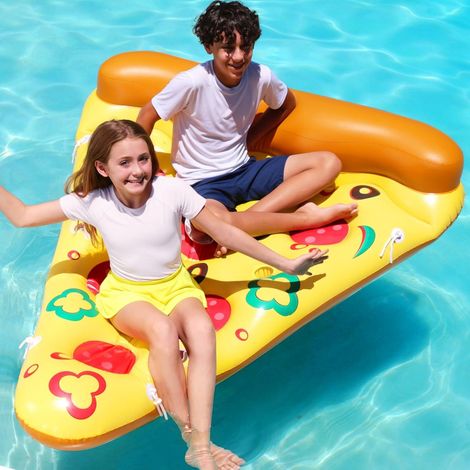 Shine Home Bouée Gonflable Pizza Géante XXL, Matelas de Piscine avec Porte-Gobelet, Jeu d'Eau Adulte 180x150cm (1/5)