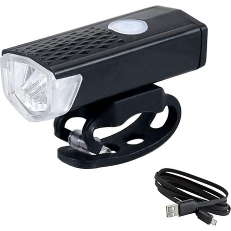300 Lumen, USB-wiederaufladbare Fahrradlampe mit 3 Leuchtmodi, schwarze LED, wasserdicht