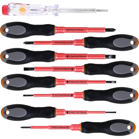 Electrician Screwdriver Set - 10 Pieces with Voltage Tester, Magnetic Tips, 1000V for Home Electrical Work (1/4)