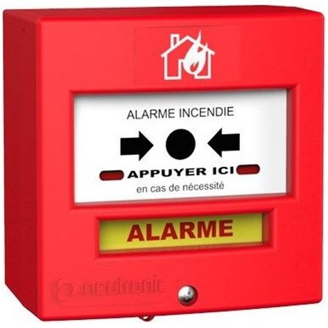 Neutronic – Déclencheur manuel filaire – Poussoir et va et vient complet – Montage en surface ou encastré – IP40 – Résistant aux chocs IK07