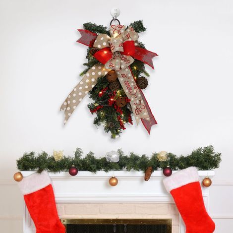 Umgedrehte Weihnachtsdekoration, Weihnachtskranz, Türdekoration, Weihnachtsbaumschmuck aus Rattan (60 cm) (1/5)