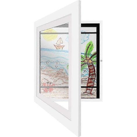 Cadres pour dessins d'enfants, cadres photo interchangeables, cadres pour œuvres d'art 3D pour projets artistiques - blanc (1/5)