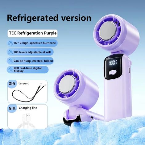 Ventilateur électrique portatif (violet, glacé), à turbine puissante et haute vitesse, pliable (1/5)