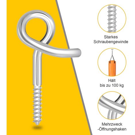 Crochet de sécurité pour balançoire, 2 pièces, chaise suspendue et crochet pour balançoire, M8, vis à crochet pour bois et béton (1/3)