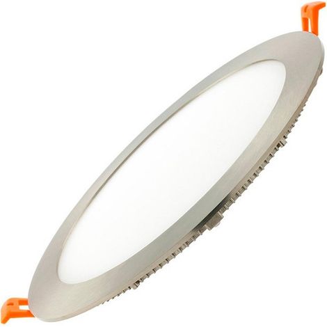 Dalle LED 15W Ronde Extra-Plate Coupe Ø 170 mm Argentée 3000K Blanc chaud