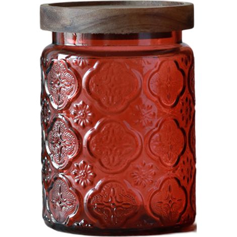 Bocal en verre, bonbonnière avec couvercle, bocal Mason coloré vintage pour la cuisine, bocal décoratif pour café, thé, bonbons et biscuits, joli bocal (1/5)
