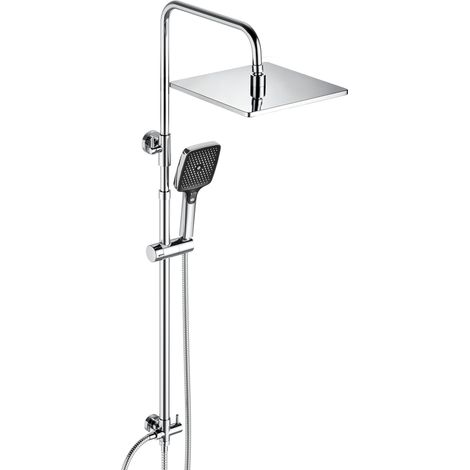 Colonne de douche effet pluie en acier inoxydable sans robinetterie, barre de douche réglable de 74 à 114 cm, tête supérieure extra-épaisse 25 x 25 cm antirouille, chromée (1/5)