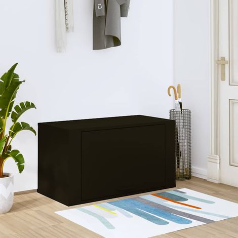 Armoire à chaussures murale Noir 70x35x38 cm Bois d'ingénierie (1/5)
