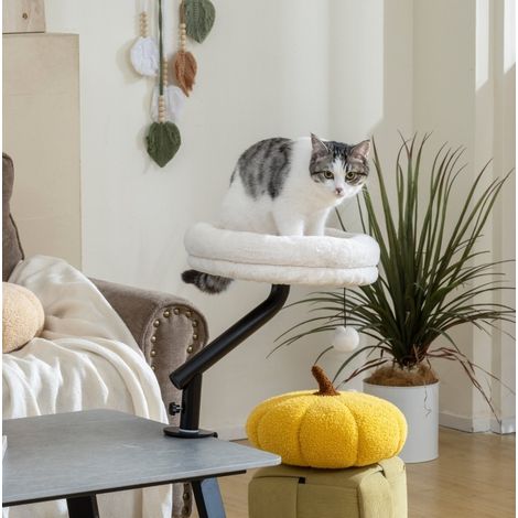 Letto da scrivania per gatti girevole 360°, regolabile in altezza, crema, OKMYHOME (1/5)