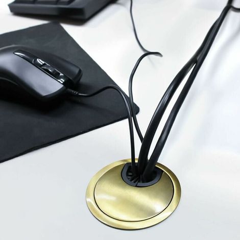 Edler Kabeldurchlass 60 mm Kabellochabdeckung für Schreibtische und Arbeitsplatten, Material: Zinklegierung, 2 Stück (Bronze) – FLITI (1/4)