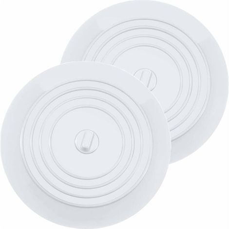 Bouchons pour Baignoire Silicone Bouchon evier de Cuisine 15,3 CM de Diamètre pour Les Cuisines, Salles de Bains et Blanchisseries Bouchon de Vidange (2PCS, Blanc) (1/5)