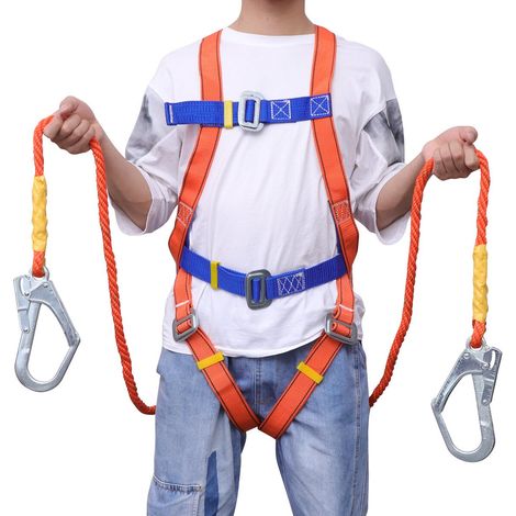 1 harnais de sécurité antichute, intégral, avec longe et crochet à absorption de chocs internes, pour travaux en hauteur et escalade (1/5)