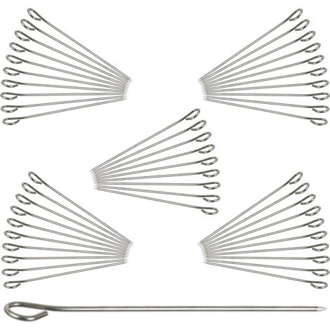 Relaxdays Juego Pinchos Barbacoa, Acero Inoxidable, 11 cm, 50 Unidades (1/5)
