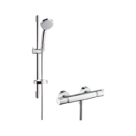Hansgrohe Croma 100 - Duschset Vario mit Thermostatbatterie, 3 Strahlen, verchromt 27034000 (1/5)