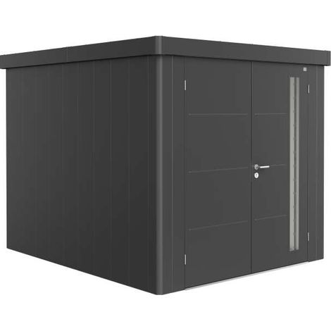 Casetta da Giardino in Metallo NEO 3B Biohort con Porta a Due Battenti  Grigio Scuro Metal