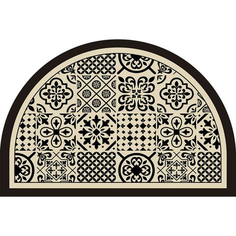 Ede Carreau floral rétro - demi-cercle 5080cm (terre de diatomées) Tapis de sol en terre de diatomées, tapis de bain, très absorbant, antidérapant (1/5)