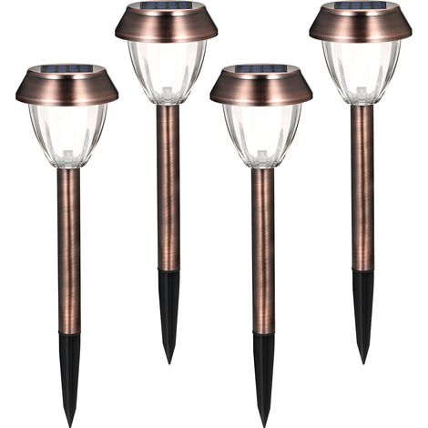 Lampes solaires LED à piquet, contrôle luminosité précis, étanchéité IP44, 4 unités, batterie 600 mAh (1/5)
