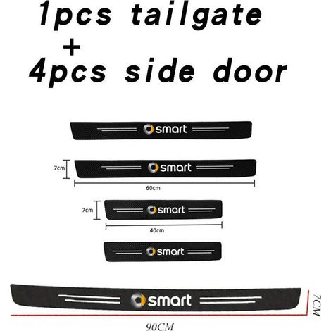 (5 pièces pour Smart) Autocollants de seuil de porte pour Mercedes Smart Fortwo Forfour 450 451 453 - Accessoires anti-rayures et imperméables (1/3)
